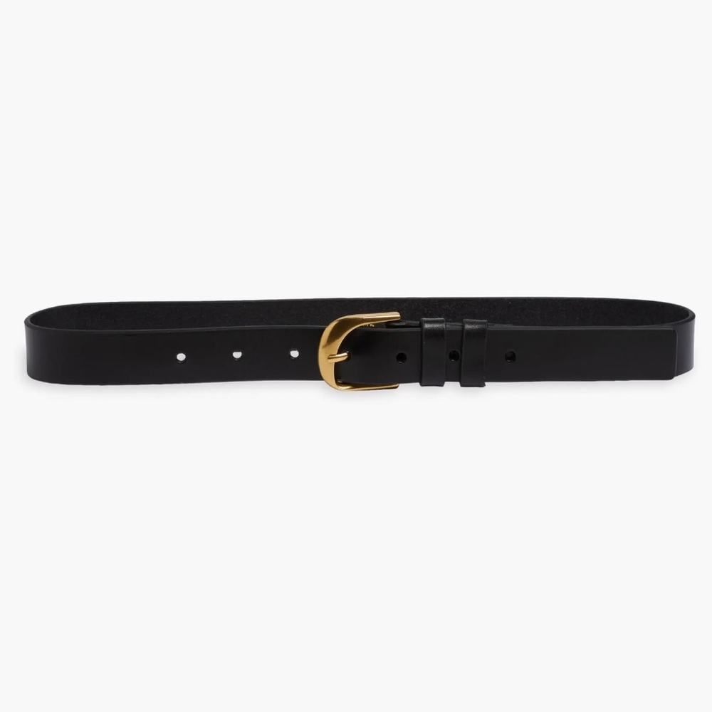 Frame Twist Buckle Leather Belt in Black NWOT